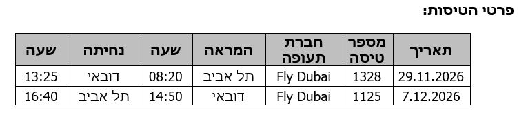 פרטי טיסות